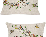 Patio Bird Lumbar Pillows Set of 2, 12X20 Inch Colorful Birds on Branche... - $25.51