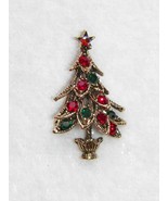 Antiqued Gold Christmas Tree Brooch Vintage Style - £9.51 GBP