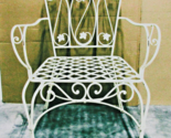 Vintage White Wrought Iron John Salterini Style Outdoor Garden Armchair - $345.51