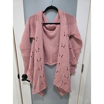 Soft Surroundings Pink Chunky Knit Open Cardigan Sweater M - $524.20 MXN