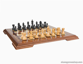 Luxury handmade chess set-wooden chessmen ROSEWOOD mosaic BLACK -extra queens - $379.27