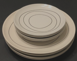 Room Essentials Target Abstract Black Line Circle White Dinner Salad Plate Set 8 - £75.25 GBP