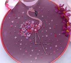 Pink Flamingo Cross Stitch bird pattern pdf - Floral Fantasy Cross Stitch  - £5.92 GBP