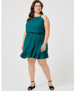 Women Le Chateau Viscose Halter Dress Color Emerald Size 2X - $848.07 MXN