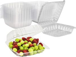 Clear Plastic Takeout Containers - Durable and Sturdy Clamshell Food Boxes for T - £26.14 GBP