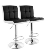 Elama 2 Piece Faux Leather Tufted Bar Stool in Black and White with Chro... - $301.29 CAD