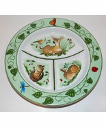 LOVELY LYNN CHASE DESIGNS PORCELAIN FOREST FRIENDS 8 5/8&quot; CHILD&#39;S DIVIDE... - $59.30 CAD