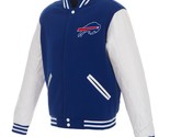 NFL Buffalo Bills Reversible Fleece Jacket PVC Sleeves  2 Front Patch Lo... - £95.91 GBP