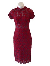 Alexis Size Small Leona Lace Sheath Dress Red Hourglass Short Sleeves Me... - £91.52 GBP