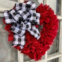 1pc, Valentine&#39;s Day Wreath Red Love Heart Wall Hanging Decoration Yard ... - $13.93