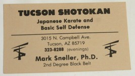 Tucson Shotokan Martial Arts Vintage Business Card Tucson Arizona  - £3.70 GBP