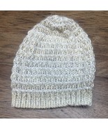 Knitted Homemade White &amp; Beige Winter Hat SH - $273.16 MXN