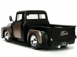 1956 Ford F-100 Pickup Truck Matt Black and Champagne with Flames with E... - $48.94