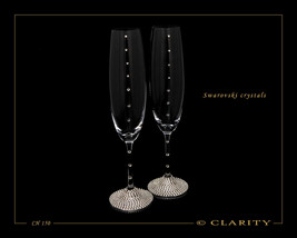 Pair Of Crystal Champagne Flutes With Swarovski Crystallized™, Code Ch 150 - £151.07 GBP