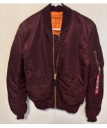Alpha Industries Jacket Mens Small Red Maroon MA-1 Flyers Bomber Flight - $120.50 CAD
