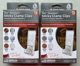 2 Boxes Simple Living Pro Anywhere Sticky LARGE HOOKS 12 Pack Ea. (24 To... - $14.84