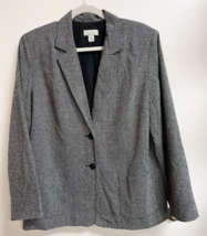 Appleseed&#39;s Women&#39;s Black Cream Silk Blend Textured Suit Jacket SZ 18 Business - $19.80