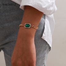 IngeSight.Z Shiny Green Color Rhinestone Crystal Bracelets Bangles Charm Elegant - £8.86 GBP