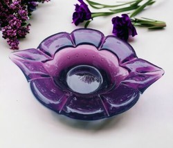 MCM Hand Blown Amethyst Purple BISCHOFF Art Glass 9.75&quot; Bowl Ashtray No.... - £100.91 GBP