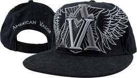 AMERICAN VALOR EMBROIDERED FLAT BILL BLACK HAT CAP - $33.24