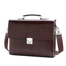 Anti-theft code lock PU leather business briefcase Retro shoulder bag pa... - £74.13 GBP