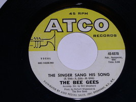 The Bee Gees The Singer Sang His Song Jumbo 45 Rpm Record Vintage Atco Label - £15.17 GBP