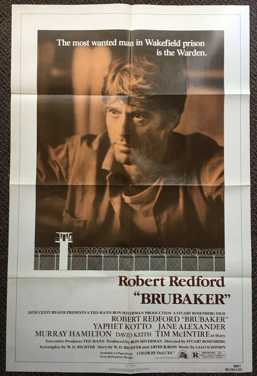 BRUBAKER (1980) Robert Redford as Undercover Prison Warden Posing as Inm... - $75.00
