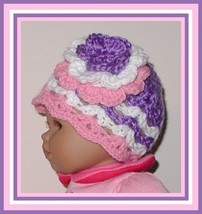 Preemie Girl Hats Light Purple White Pink Flower Baby Girls Premature  - £7.42 GBP