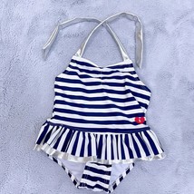 Kiko &amp; Max Striped Ruffled One Piece Swimsuit Blue White Silver Baby Gir... - $10.88