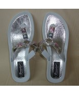 Grandco White Sandals Waterproof Thong BLING Silver Tone Jeweled  Size U... - $27.06 CAD