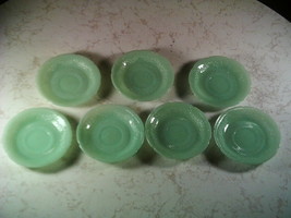 Vtg 7pc Fire King Alice Floral Pattern Jadeite/Green Saucer/Plate Anchor Hocking - $50.00