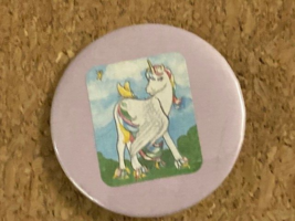 Vintage Rainbow Unicorn Pinback Pin 2.25&quot; - £5.99 GBP
