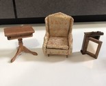 Vtg Mini Doll House Furniture room Ideal Chair medicine cabinet  Table j... - $19.75
