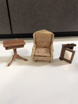 Vtg Mini Doll House Furniture room Ideal Chair medicine cabinet  Table j... - $19.75