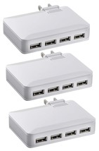 3-PAK NEW Insignia 4-Port USB Wall Charger 4.2A 21W White Universal Folding Plug - £10.38 GBP