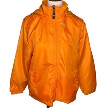 i5 Apparel Front Zip Hooded Windbreaker Fleece Lined Jacket Large Orange... - £19.10 GBP