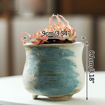 Vintage Handmade Stoneware Old Pile Succulent Flower Pot Ceramic Splash Ink Bubb - £17.62 GBP