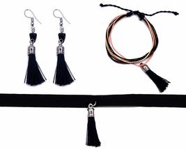 Thread Tassel Chip Stone Dangle Earrings Matching Multi Strand String Pull Tie B - £11.92 GBP