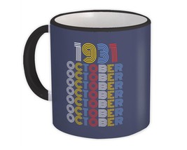 1931 October Colorful Retro Birthday : Gift Mug Age Month Year Born - £12.29 GBP