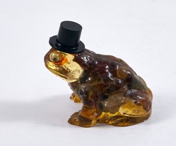 Kitsch Small Frog Figurine With Top Hat Textured Resin - £17.37 GBP