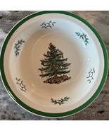 Spode Christmas Tree Pie Dish Plate Serving Piece 10” White Green Colorf... - $19.75