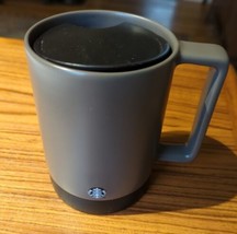 Starbucks Ceramic Travel Mug with Rubber Bottom Coffee 14oz Gray Black W... - $23.21