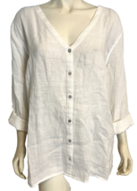 Rachel Roy Women&#39;s 3/4 Sleeve Linen Blouse White 2X New with Tags - £30.36 GBP