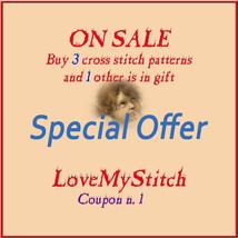 Special Offer - Buy 3 Cross Stitch Patterns and 1 other is in Gift (total = 4) - £9.49 GBP