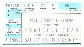 Grateful Dead Concert Ticket Stub December 10 1988 Long Beach California - £27.12 GBP