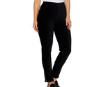 Susan Graver Knit Corduroy Straight Leg Pull-On Pants- BLACK, PETITE SMALL - $28.56