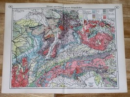 1937 Geological Map Of Southern Germany / Czech Republic Bohemia - £13.70 GBP