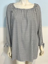 NWT Talbots Woman White and Navy Checked 3/4 Sleeve Scoop Neck Top 3X - £52.17 GBP