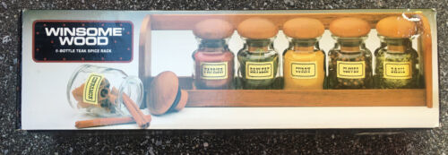 Vtg Winsome Wood 6 Bottle Teak Spice Rack Brand New - £58.97 GBP