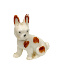 Porcelain French Bulldog Figurine Germany White Brown Estate Find Needs Bath 2” - £9.96 GBP